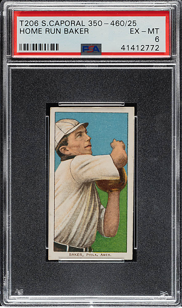 1909-1911 T206 White Border Home Run Baker PSA EX-MT 6