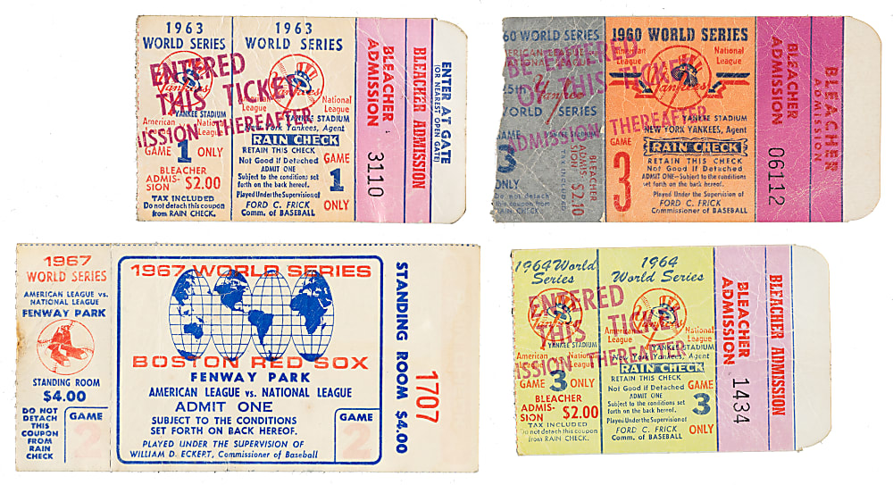 1958 to 1969 World Series Ticket Stub Collection (32) Including Mantle Home Runs, Ryan Save, Koufax and Gibson Complete Games