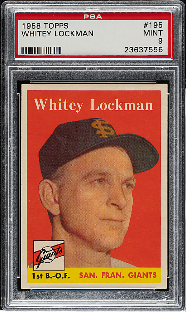 1958 Topps #195 Whitey Lockman PSA MINT 9 - Highest Graded!