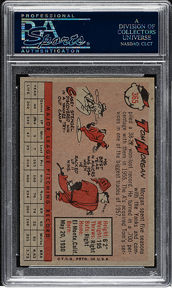 1958 Topps #365 Tom Morgan PSA MINT 9