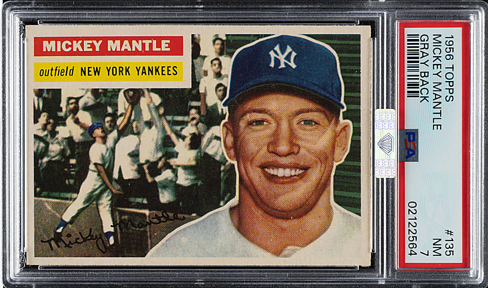 1956 Topps #135 Mickey Mantle Gray Back PSA NM 7