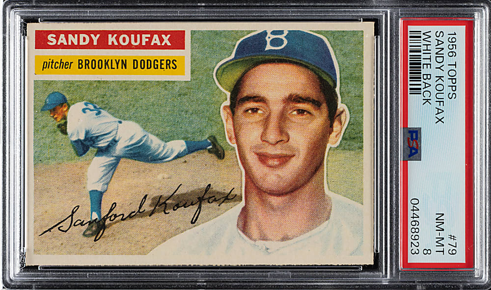 1956 Topps #79 Sandy Koufax White Back PSA NM-MT 8