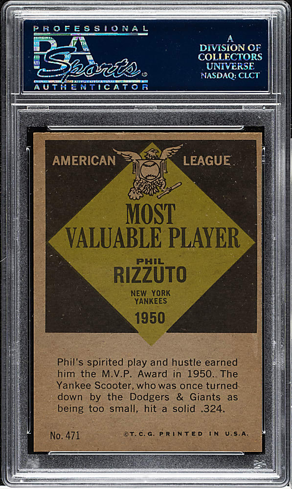 1961 Topps #471 Phil Rizzuto MVP PSA MINT 9