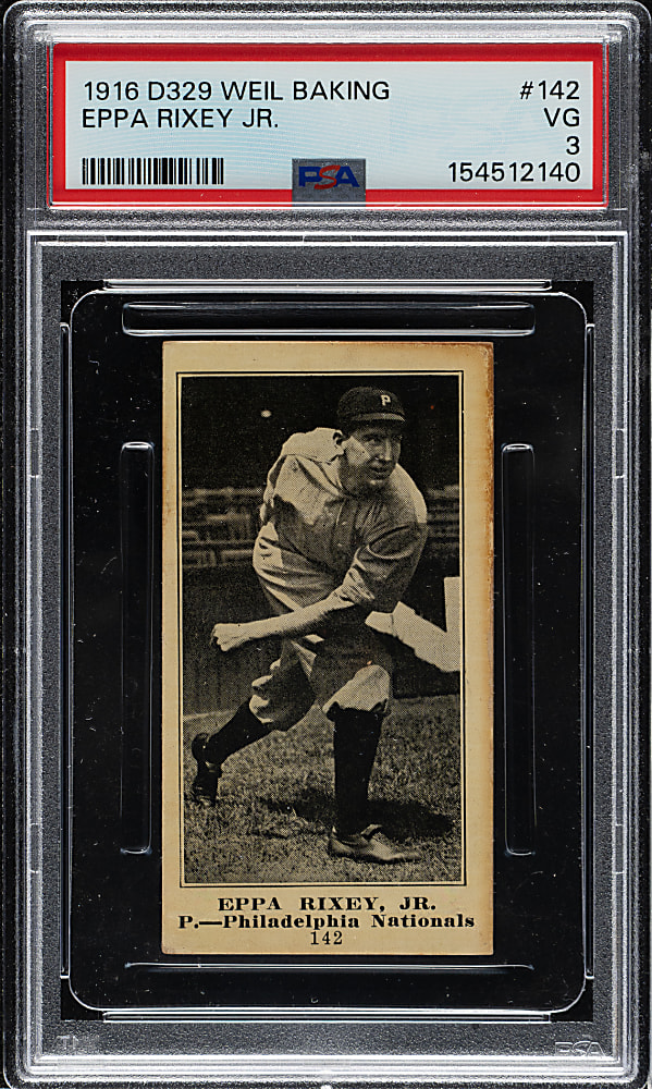 1916 D329 Weil Baking Co. #142 Eppa Rixey Rookie PSA VG 3 - The ONLY Graded Example!
