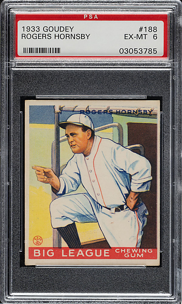 1933 R319 Goudey #188 Rogers Hornsby PSA EX-MT 6