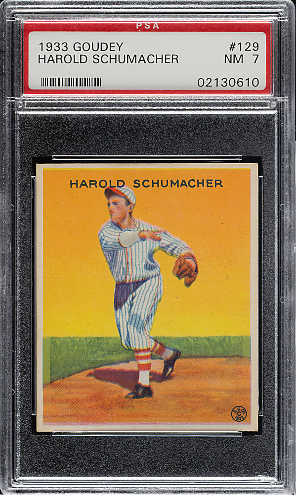 1933 R319 Goudey #129 Harold Schumacher PSA NM 7