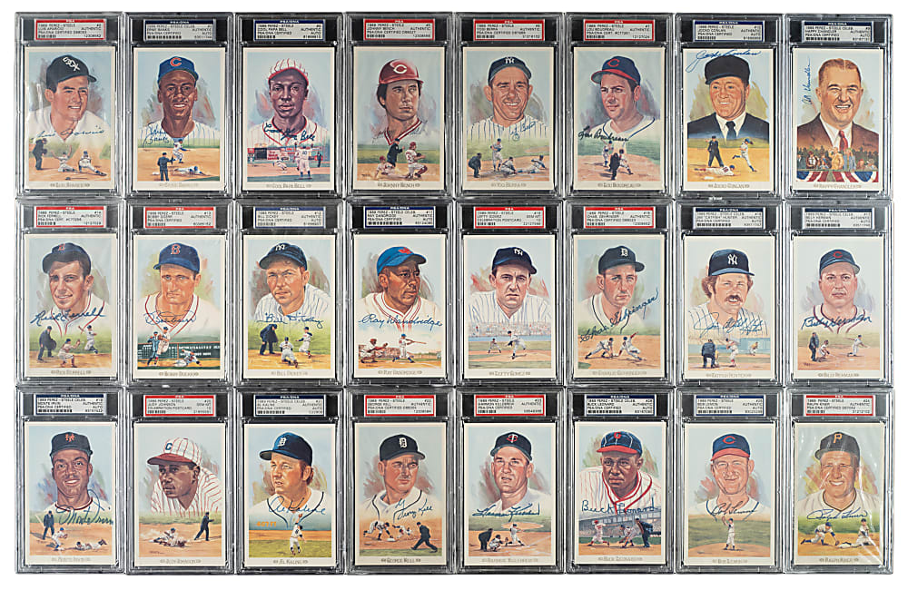 1989 Perez-Steele Celebration Complete Set (45) with 42 Signed Examples Including Williams, Mantle, and Aaron - All PSA/DNA Encapsulated!