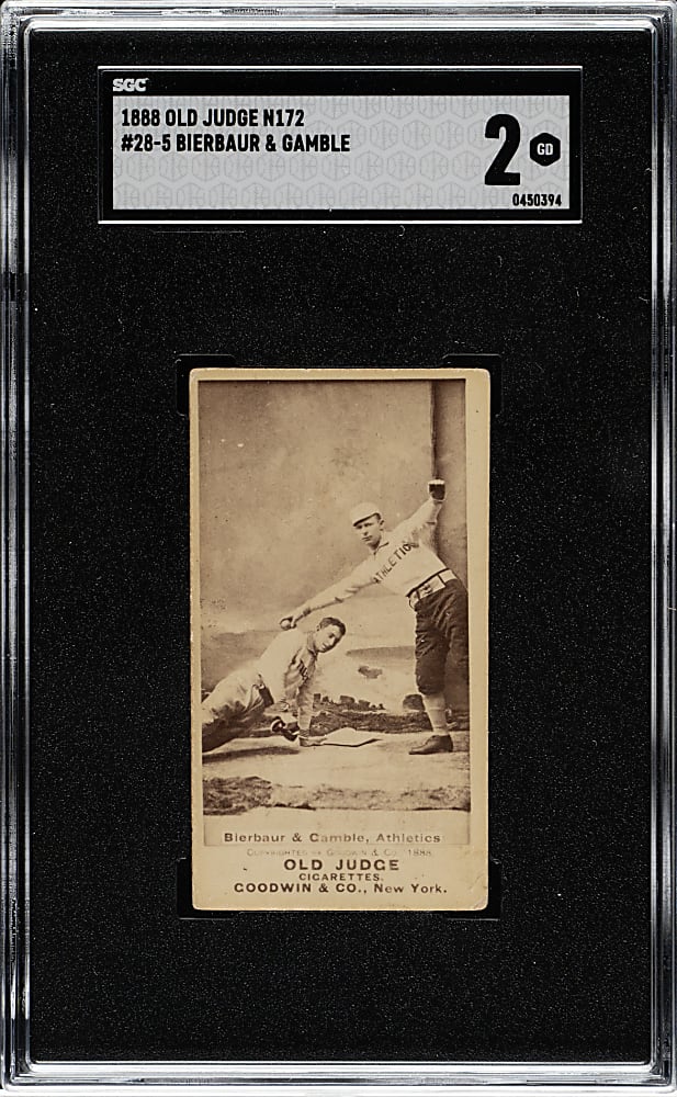 1888 N172 Old Judge Lou Bierbaur and Bob Gamble SGC GOOD 2