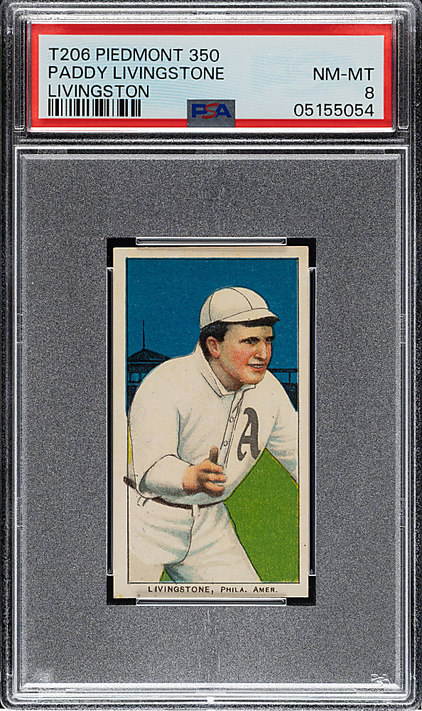 1909-1911 T206 White Border Paddy Livingstone PSA NM-MT 8