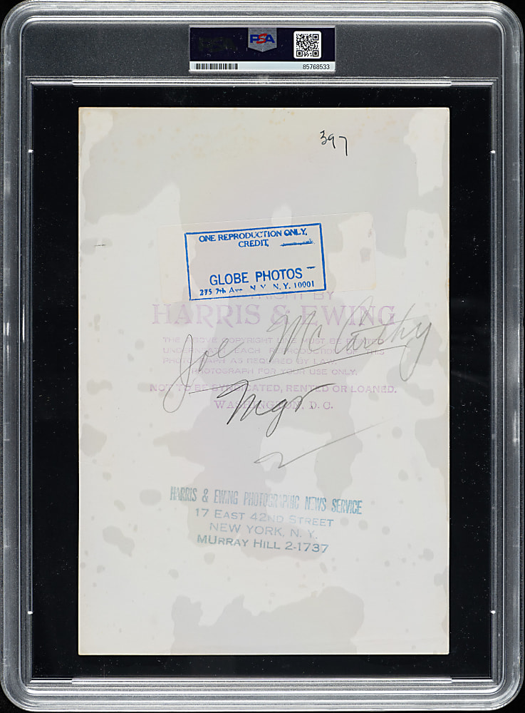 Circa 1940s Joe McCarthy Original Harris & Ewing Photograph PSA/DNA Type I