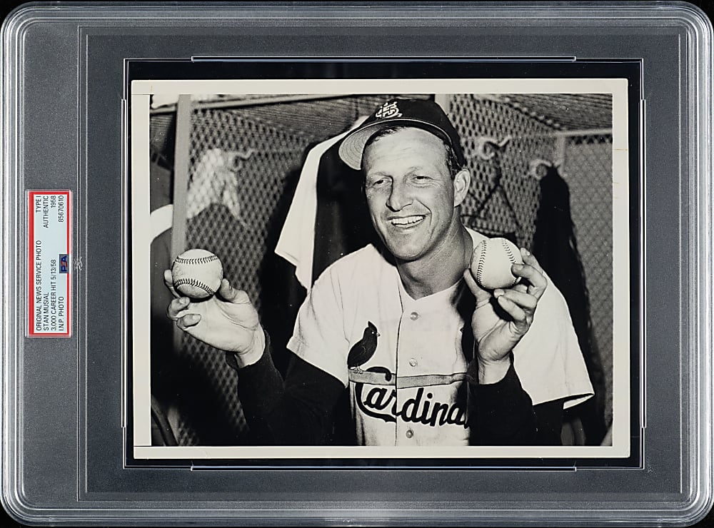 1958 Stan Musial 3,000 Career Hit Original International News Photograph PSA/DNA Type I