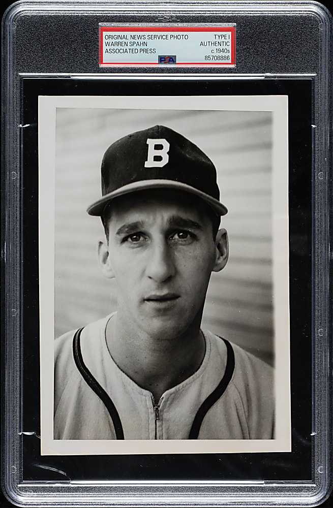 Circa 1940s Warren Spahn Original Associated Press Photograph PSA/DNA Type I