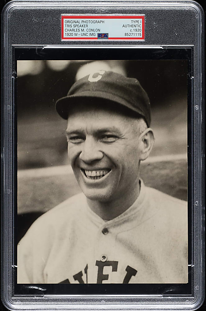Circa 1920 Tris Speaker Original Charles Conlon Photograph PSA/DNA Type I - Image Used for 1920 W-UNC Card