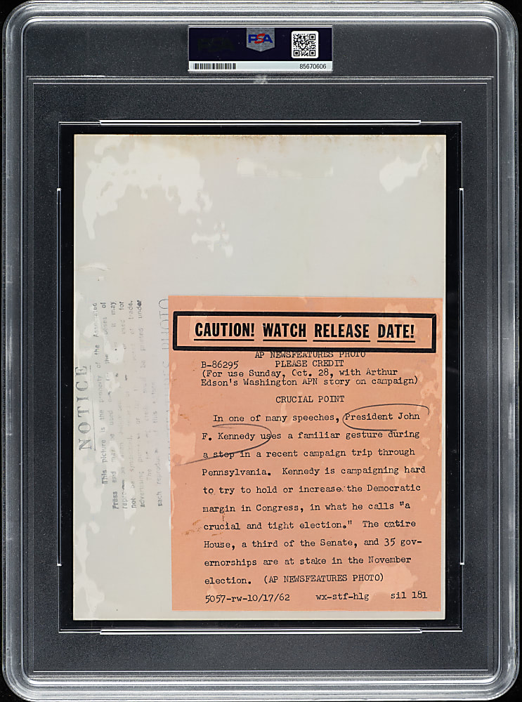 1962 John F. Kennedy Original Associated Press Photograph PSA/DNA Type I