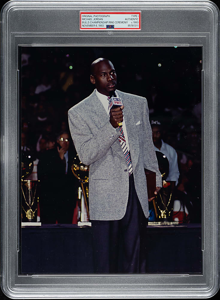 Circa 1993 Michael Jordan Bulls Championship Ring Ceremony Original Photograph PSA/DNA Type I