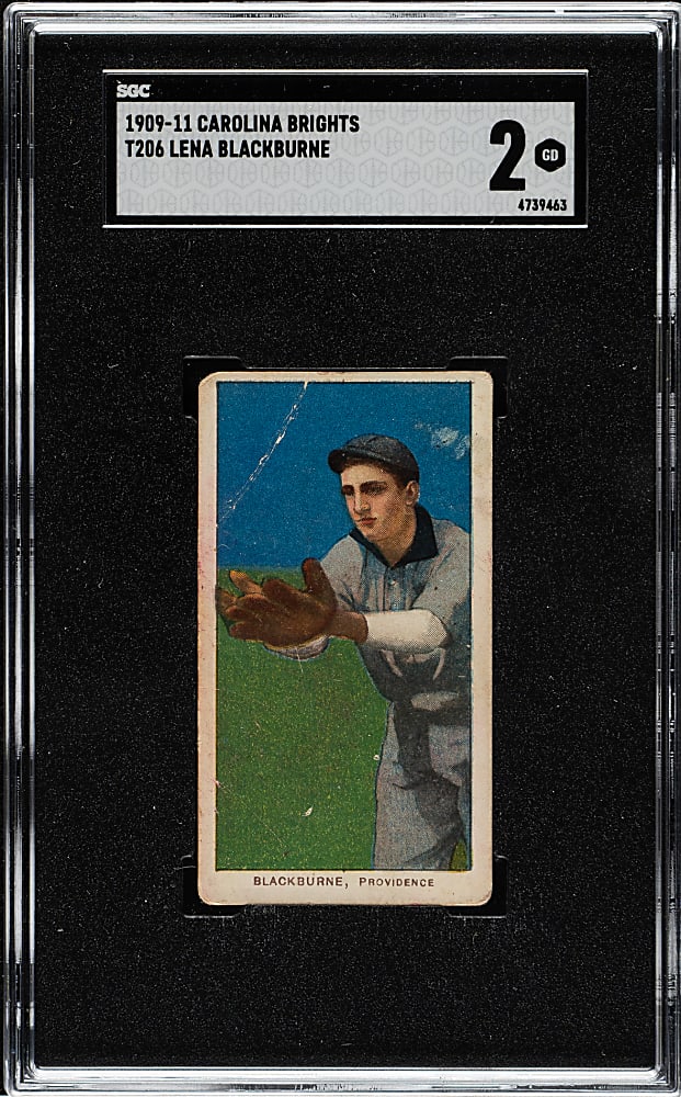 1909-1911 T206 White Border Lena Blackburne SGC GOOD 2 - Carolina Brights Back
