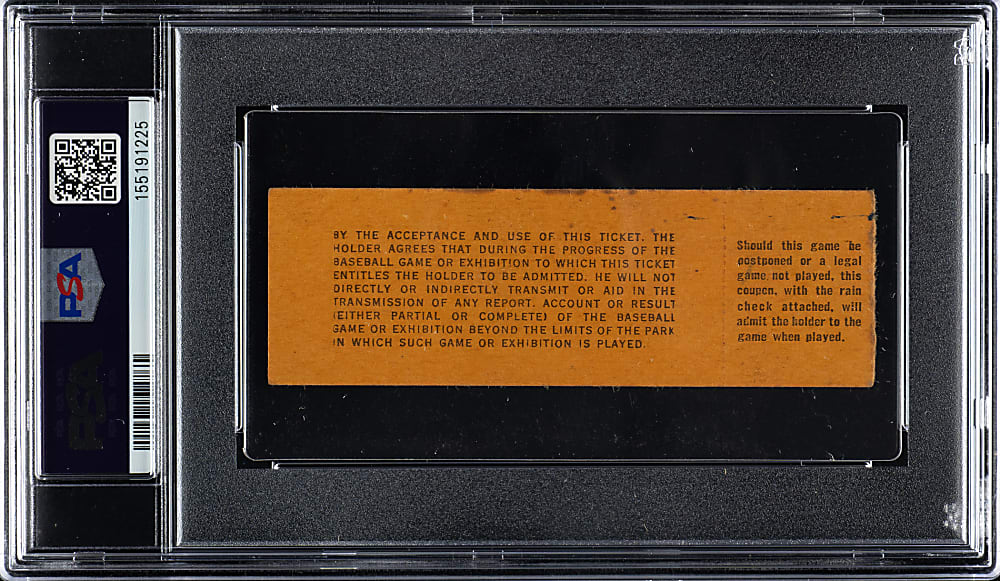 April 18, 1950 Washington Senators (vs. Philadelphia Athletics) Opening Day Ticket Stub PSA EX 5 - 1 of 1 - Highest Graded - Harry Truman Throws First Pitch