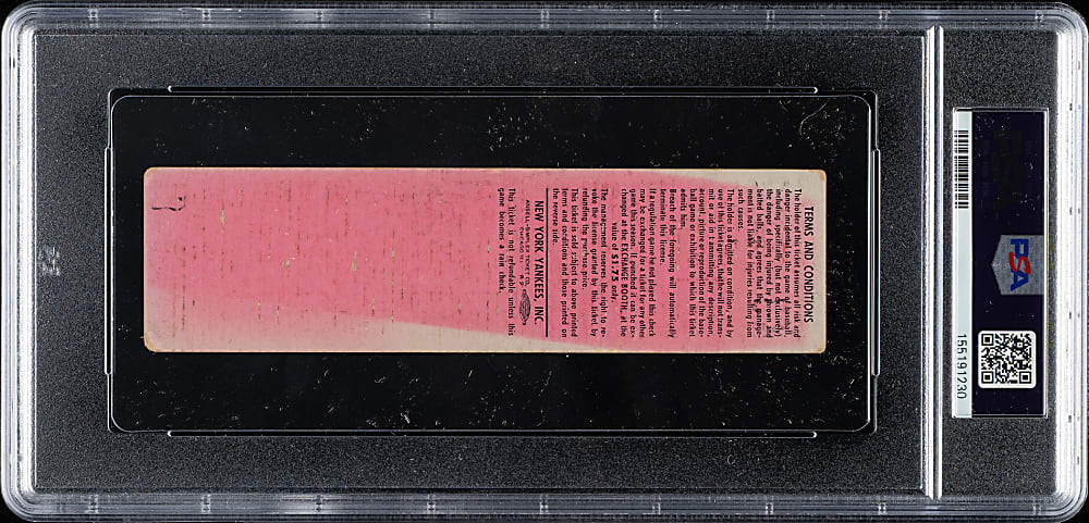 May 25, 1953 New York Yankees (vs. Boston Red Sox) Full Ticket PSA VG 3 - Highest Graded - Mickey Mantle Home Run #42