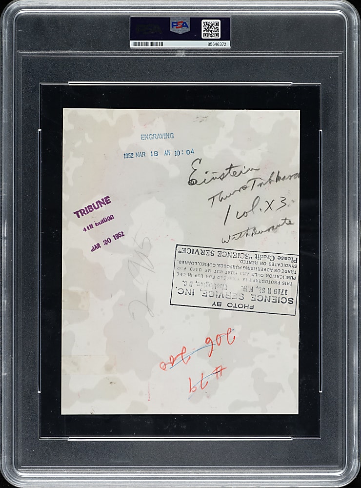 Circa 1950s Albert Einstein Original Science Service Photograph PSA/DNA Type I