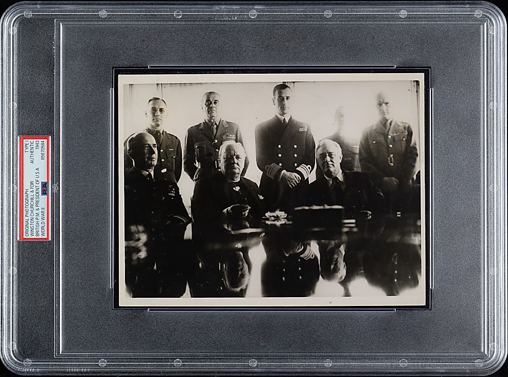 1943 Winston Churchill and Franklin D. Roosevelt Casablanca Conference World War II Original Photograph PSA/DNA Type I