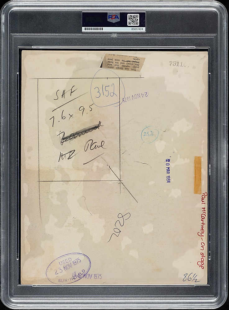 1975 Paul McCartney Wings Over The World Tour Original Sun-Herald Photograph PSA/DNA Type I