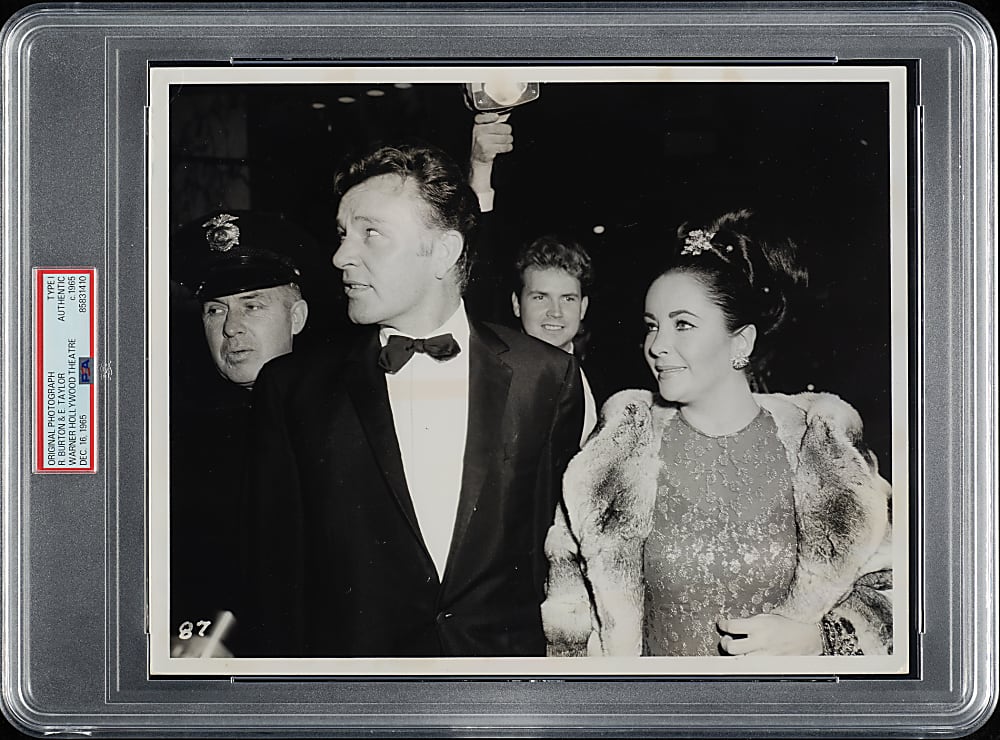 Circa 1965 Richard Burton and Elizabeth Taylor Warner Hollywood Theatre Original Photograph PSA/DNA Type I
