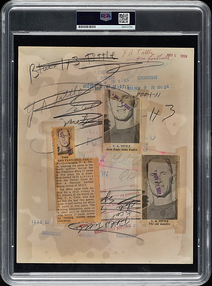 Circa 1950s Y.A. Tittle San Francisco 49ers Original Cal-Pictures Photograph PSA/DNA Type I