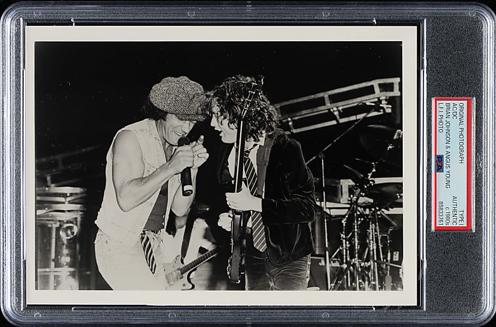 Circa 1980s AC/DC Brian Johnson and Angus Young Original London Features International Photograph PSA/DNA Type I