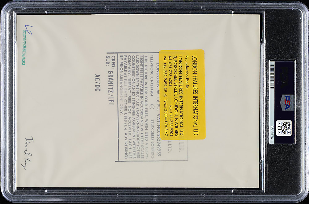 Circa 1980s AC/DC Brian Johnson and Angus Young Original London Features International Photograph PSA/DNA Type I