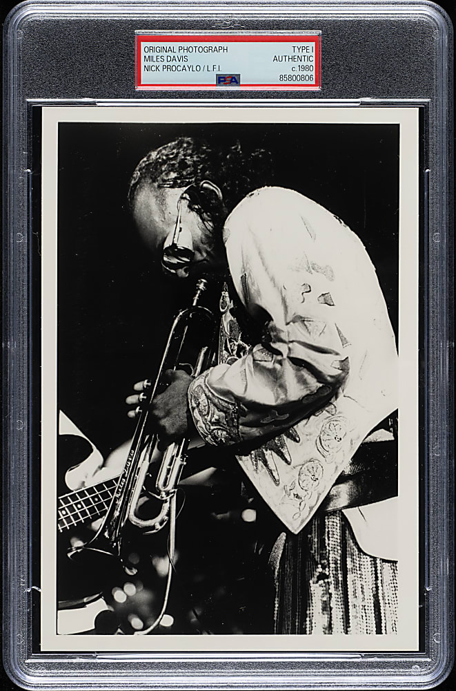 Circa 1980 Miles Davis Original Nick Procaylo London Features International Photograph PSA/DNA Type I