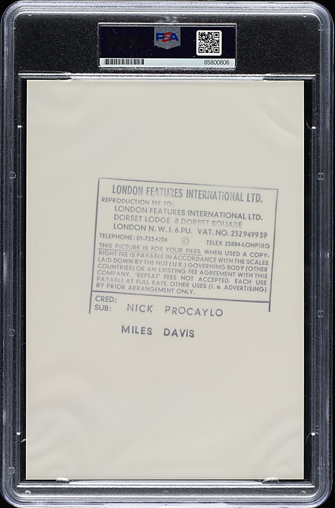 Circa 1980 Miles Davis Original Nick Procaylo London Features International Photograph PSA/DNA Type I