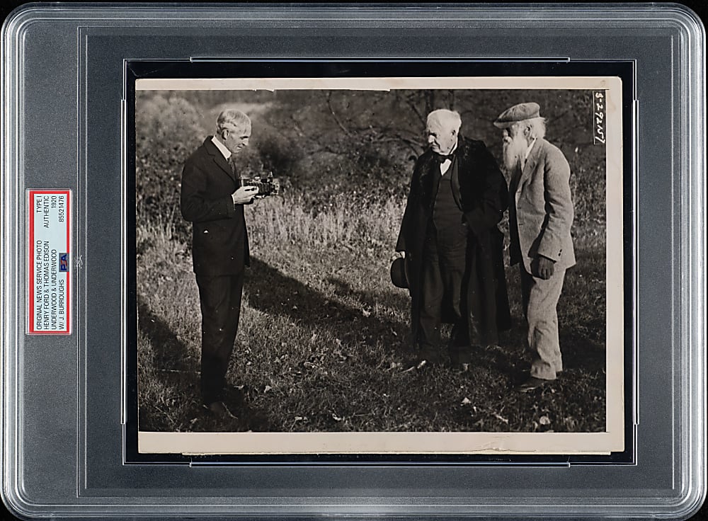 1920 Henry Ford, Thomas Edison, and John Burroughs Original Underwood & Underwood Photograph PSA/DNA Type I