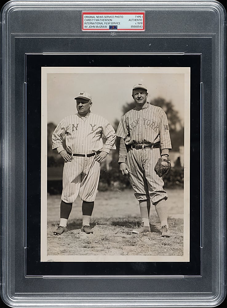 Circa 1918 Christy Mathewson and John McGraw Original International Film Service Photograph PSA/DNA Type I