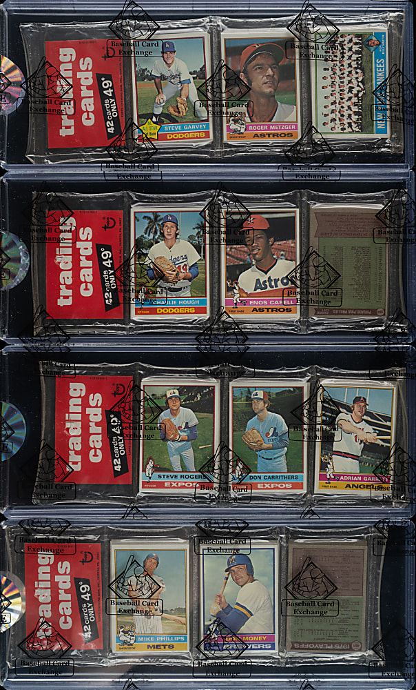 1976 Topps Unopened Rack Pack Collection (4) - Two with Hall of Famers on Bottom Including Oliva and Parker - BBCE