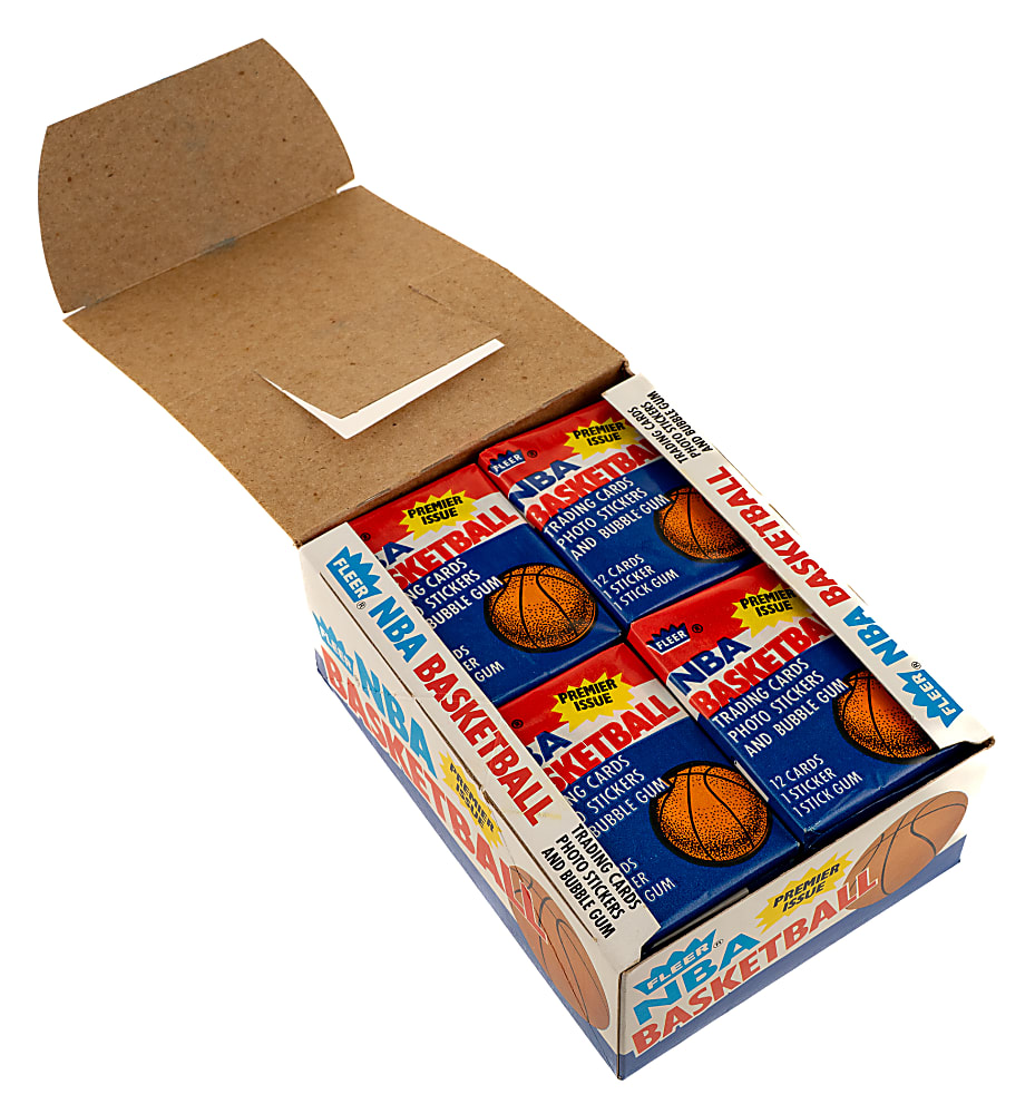 1986-1987 Fleer Basketball Unopened Wax Box (36 Packs) - BBCE - Michael Jordan Rookie Showing on Top of Pack and Five Jordan Stickers Showing on Back of Packs!