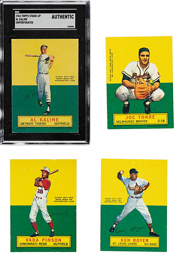 1964 Topps Stand-Up Unperforated Proof Collection (10) Including Al Kaline and Joe Torre