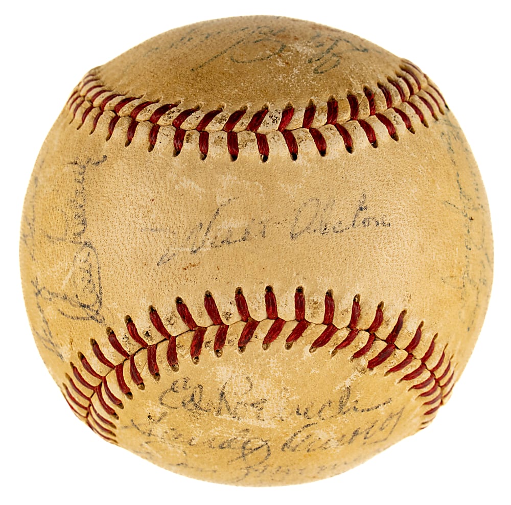 1955 Brooklyn Dodgers World Champions Team-Signed Baseball with Robinson, Koufax, and Hodges - PSA/DNA