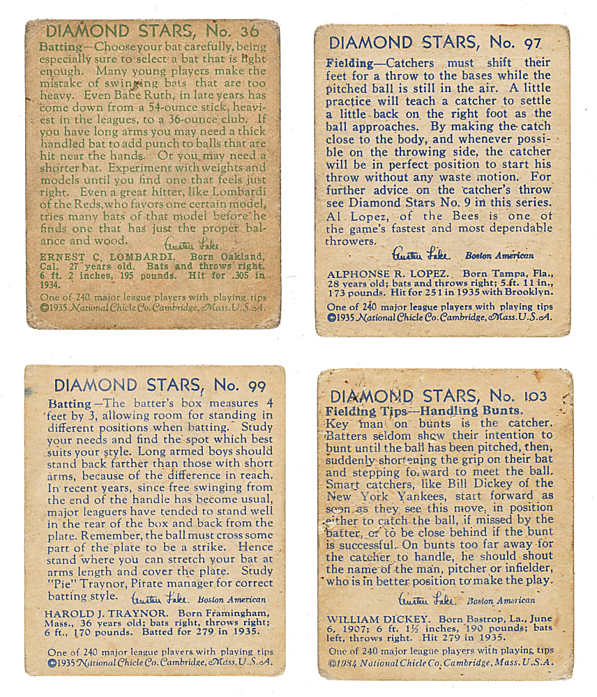 1934-1936 R327 Diamond Stars Near-Complete Set (102/108)