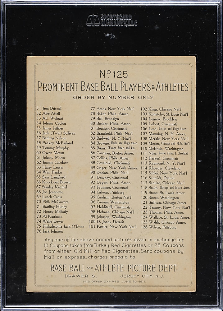1911 T3 Turkey Red #125 Ed Walsh SGC EX 60 - 1 of 2 - Highest Graded!