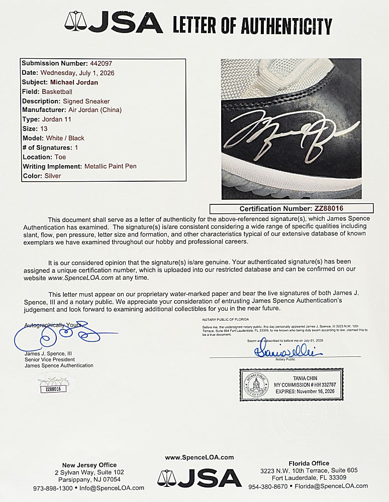 Michael Jordan Signed Nike Air Jordan 11 Concord Sneakers - Upper Deck and JSA