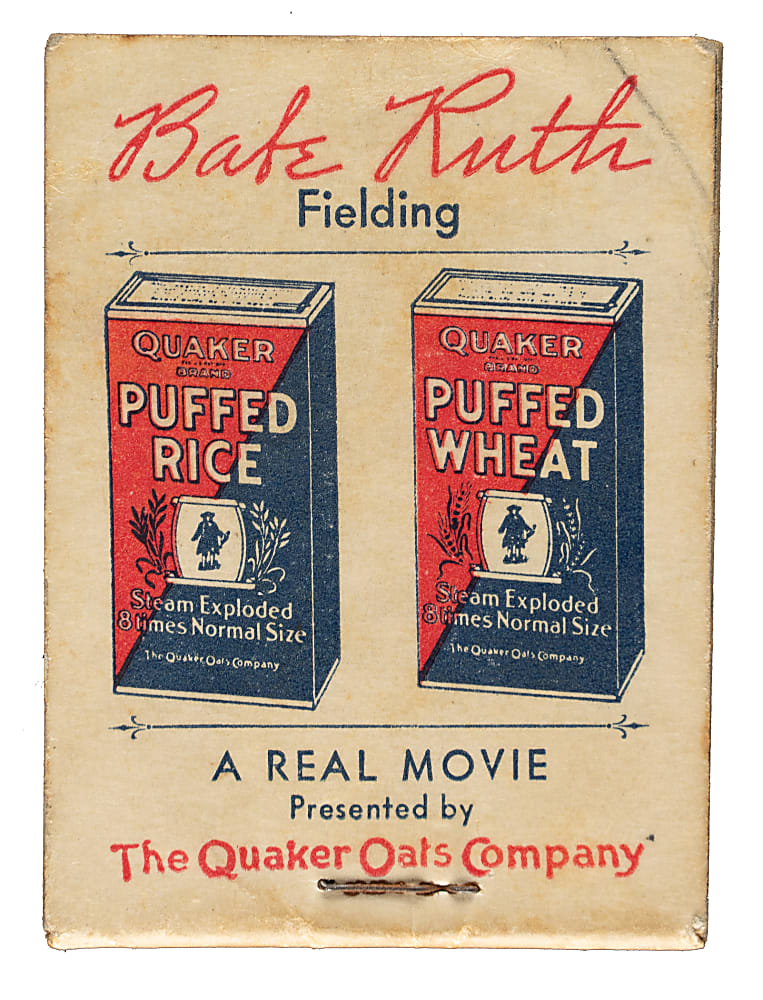 1934 Quaker Oats "Babe Ruth Hitting a Homer/Fielding" Flip Book