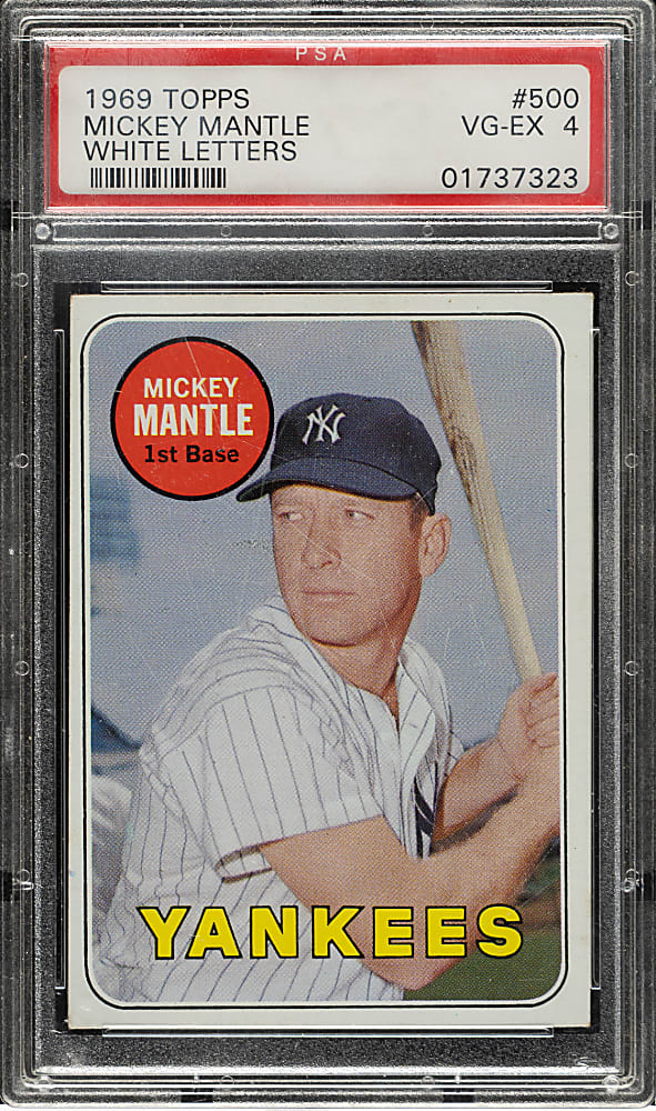1969 Topps #500 Mickey Mantle White Letter Variation PSA VG-EX 4