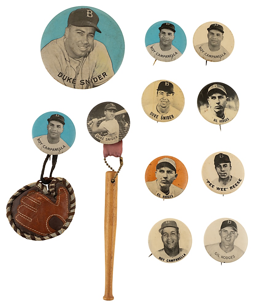 1940s to 1950s Brooklyn Dodgers Pin Collection (52) Including Campanella, Reese, Snider, and Hodges