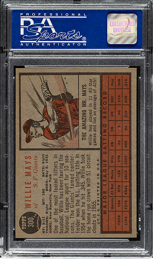 1962 Topps #300 Willie Mays PSA MINT 9