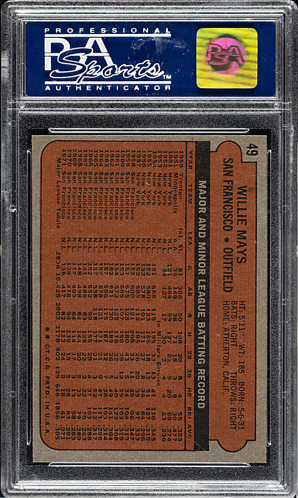 1972 Topps #49 Willie Mays PSA NM-MT 8