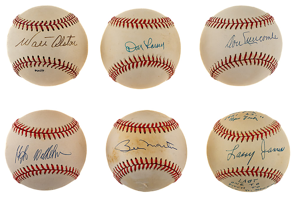 New York Giants, New York Yankees, and Brooklyn Dodgers Single-Signed Baseball Collection (90) Including Koufax, Ford, and Irvin