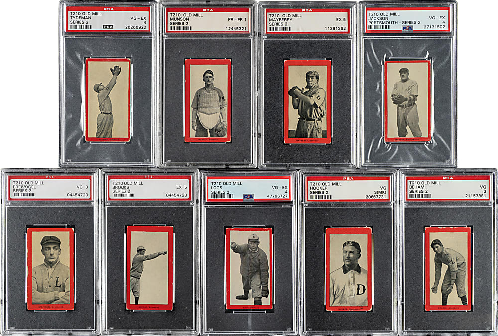 1910 T210 Old Mill Tobacco "Series 2" Virginia League Near-Complete Set (80/87) Including 51 PSA- and SGC-Graded Cards