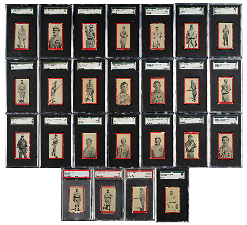 1910 T210 Old Mill Tobacco "Series 3" Texas League Near-Complete Set (85/95) Including 28 PSA- and SGC-Graded Cards
