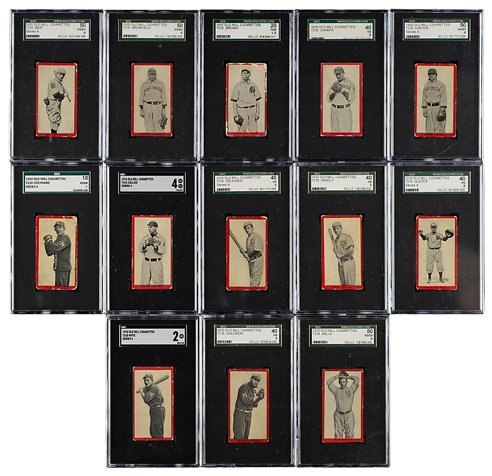 1910 T210 Old Mill Tobacco "Series 4" Va. Valley League Near-Complete Set (47/49) Including 16 SGC-Graded Cards