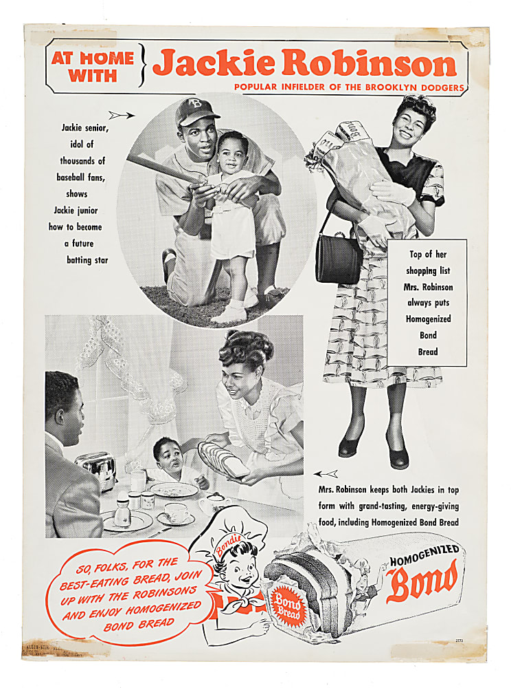 Circa 1947 Jackie Robinson Bond Bread Advertising Poster